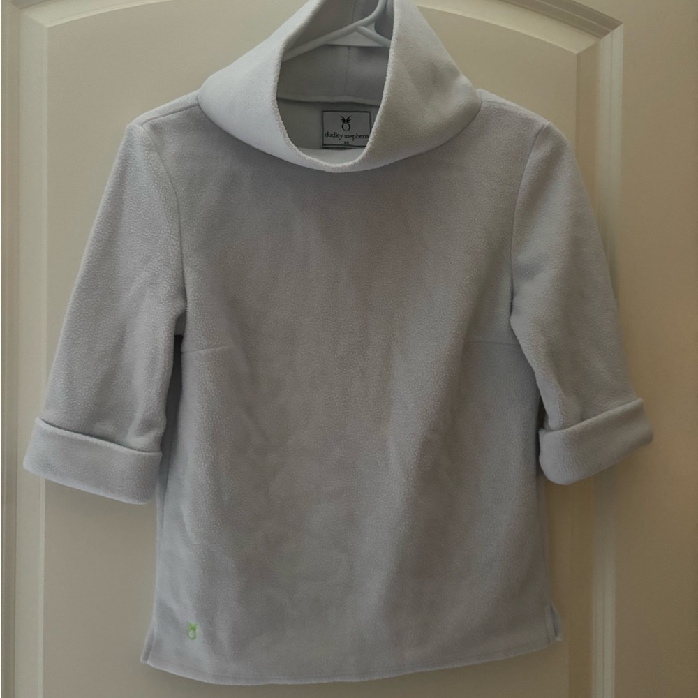 Dudley Stephens Light Blue Funnel Neck Fleece Top